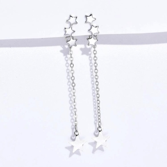Star Drop Earrings Silver Plated - Picture 3 of 6